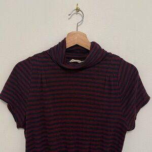 Anthropologie Pilcro Striped Turtle Neck Short Sleeve Top